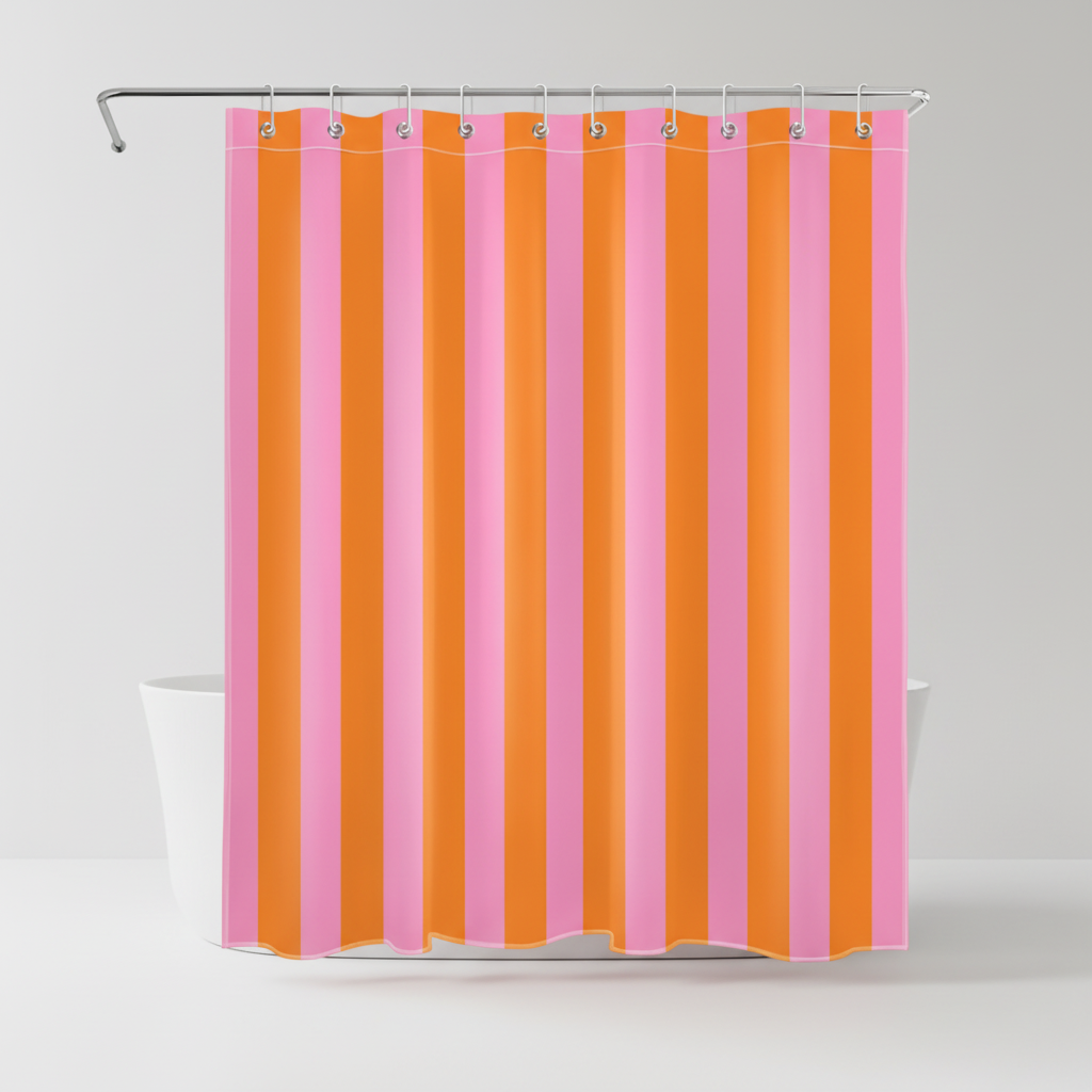 Boho Striped Fabric Shower Curtain - Water-Repellent Bathroom Decor