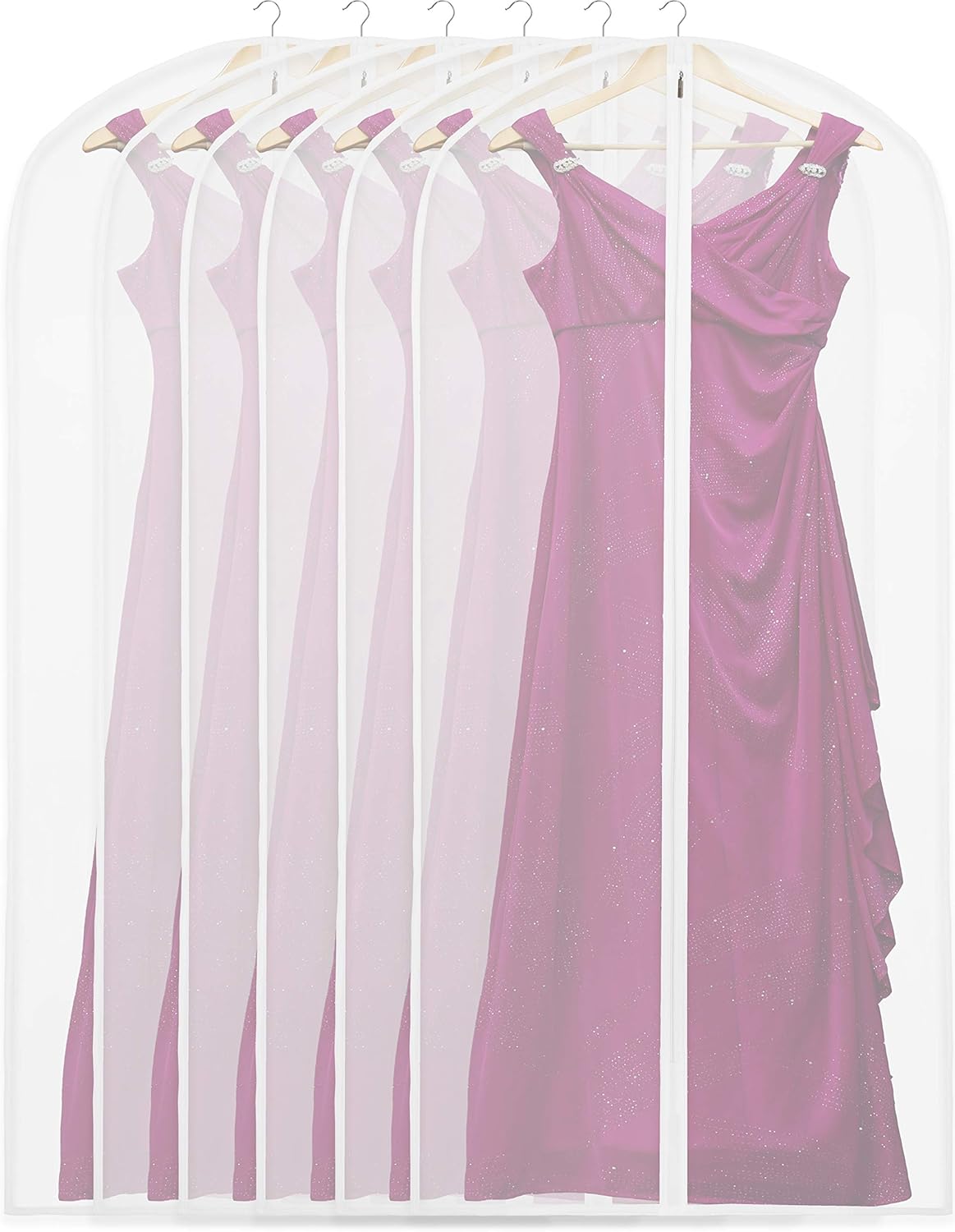 Clear Full-Length Garment Storage Bags for Suits & Dresses - 10-Pack