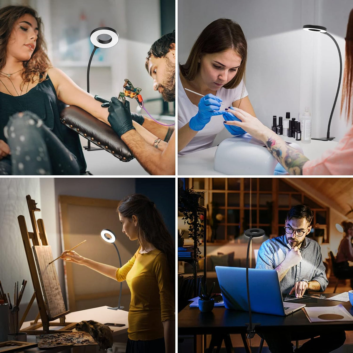 Clip-On LED Desk Lamp with Flexible Gooseneck and 3 Color Modes