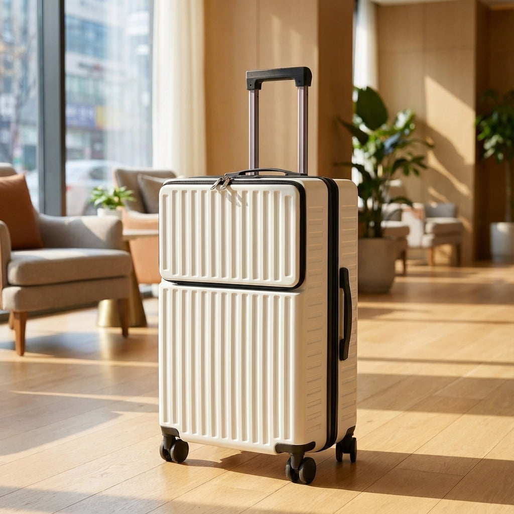 Compact Carry-On Spinner Suitcase with Laptop Compartment