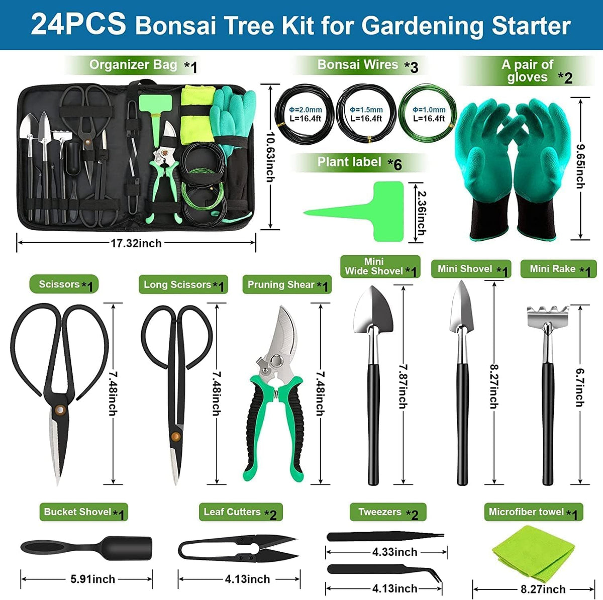 Complete Bonsai Tree Care Kit with High-Carbon Steel Tools