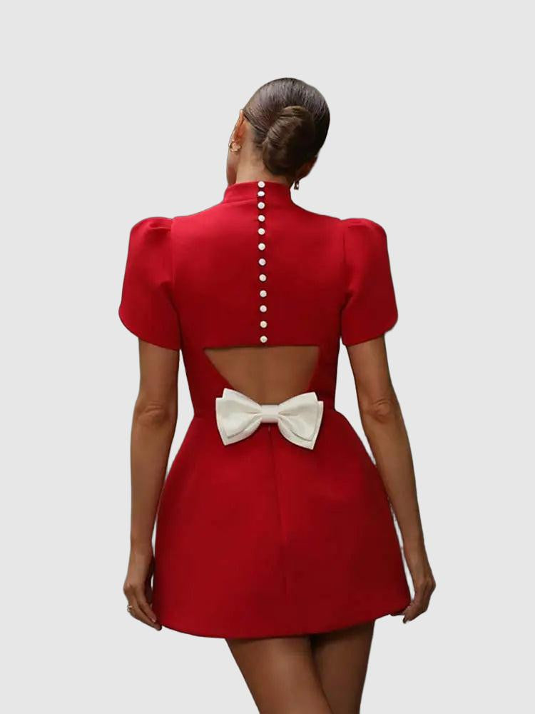 Cutout Tie Red Party Mini Dress