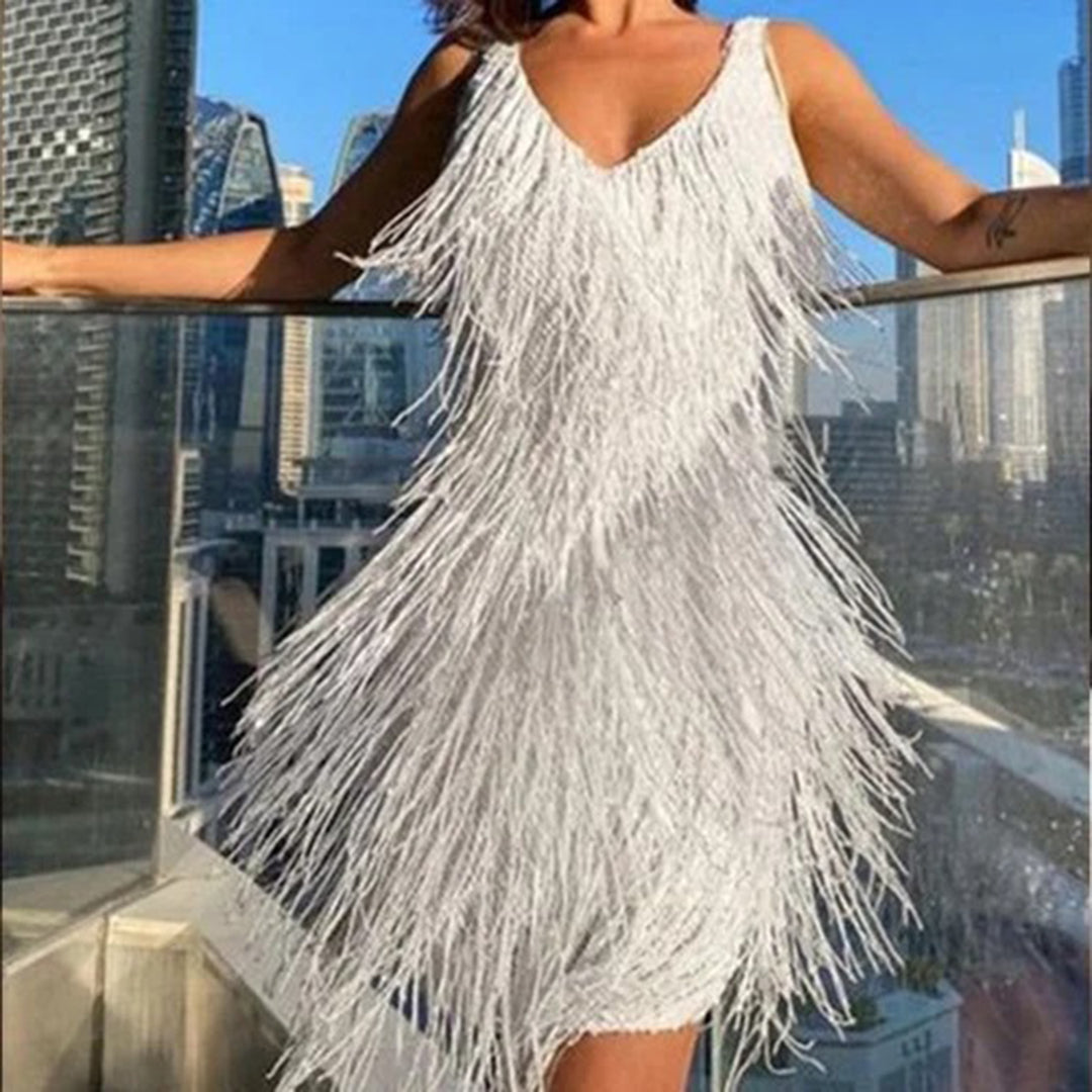 Elegant Summer Flapper Fringe Mini Dress