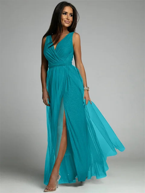 Elegant V-Neck Wrap Dress - Glamour and Comfort