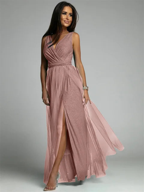 Elegant V-Neck Wrap Dress - Glamour and Comfort