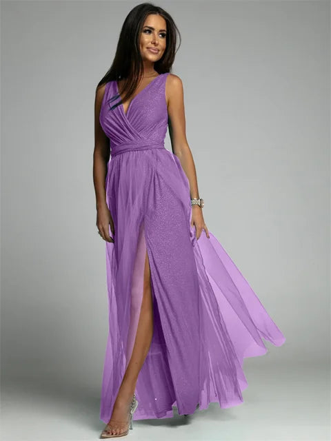 Elegant V-Neck Wrap Dress - Glamour and Comfort