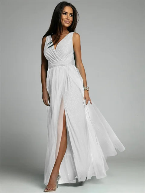 Elegant V-Neck Wrap Dress - Glamour and Comfort