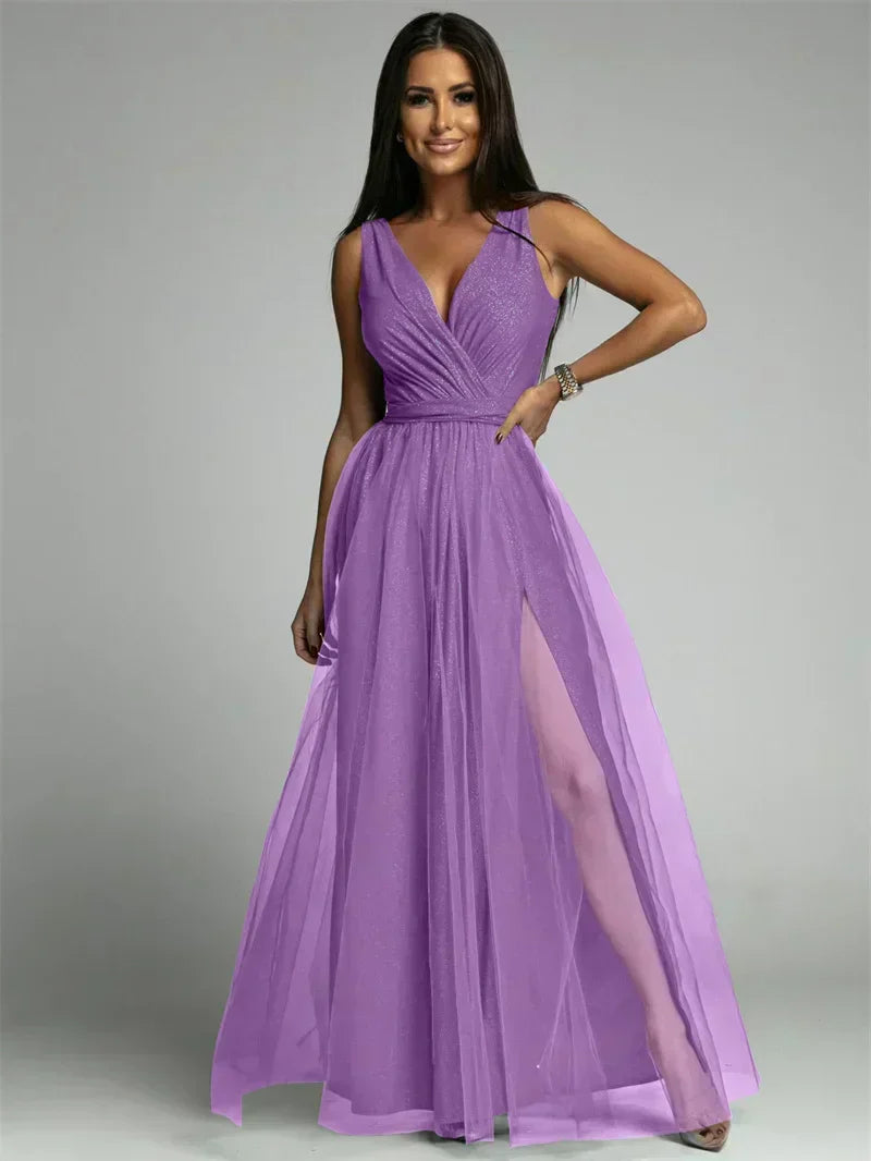 Elegant V-Neck Wrap Dress - Glamour and Comfort