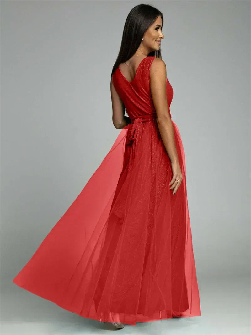 Elegant V-Neck Wrap Dress - Glamour and Comfort