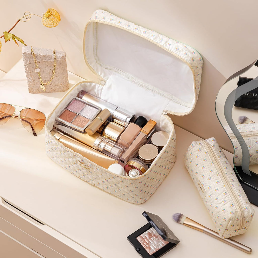 Floral Cotton Travel Cosmetic Bag