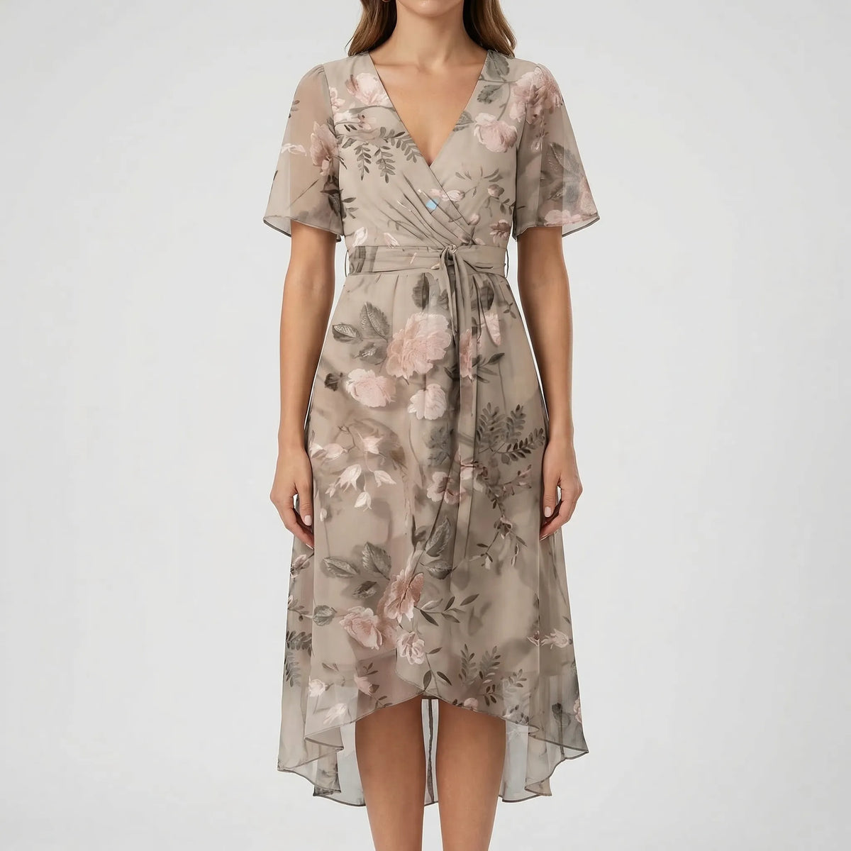 Floral Wrap Midi Dress
