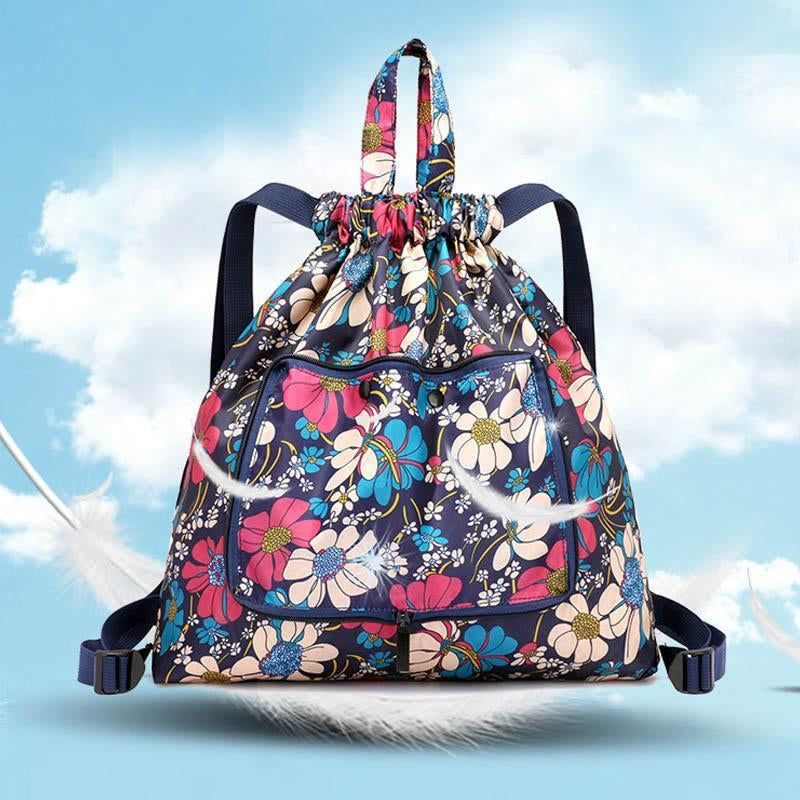 Foldable Unisex Drawstring Backpack with Waterproof Surface