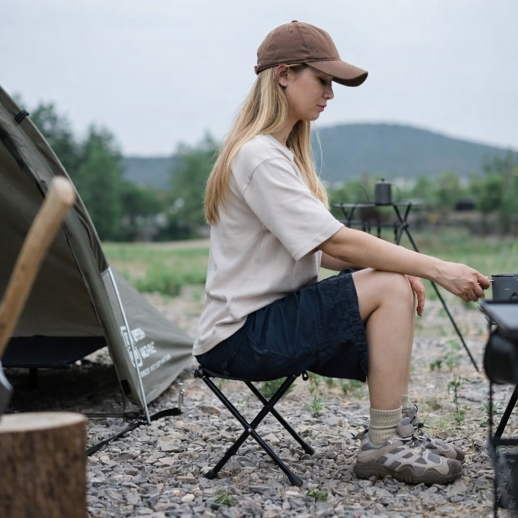 Folding Camping Stool with Aluminum Frame – Ultralight and Compact for Outdoor Use