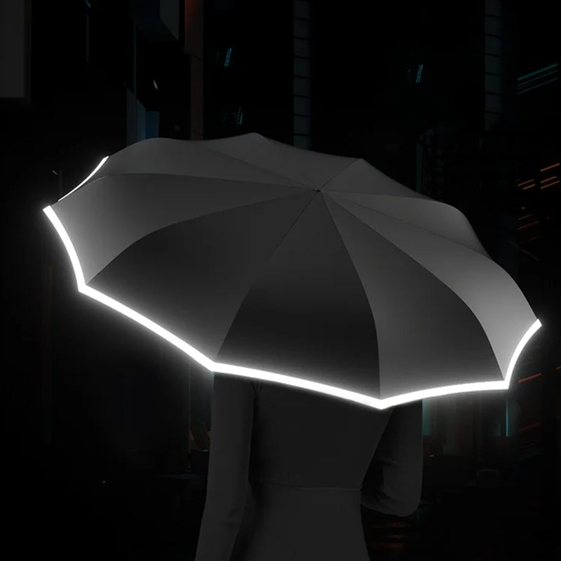 Folding Travel Umbrella with Reflective Trim – Compact and Lightweight