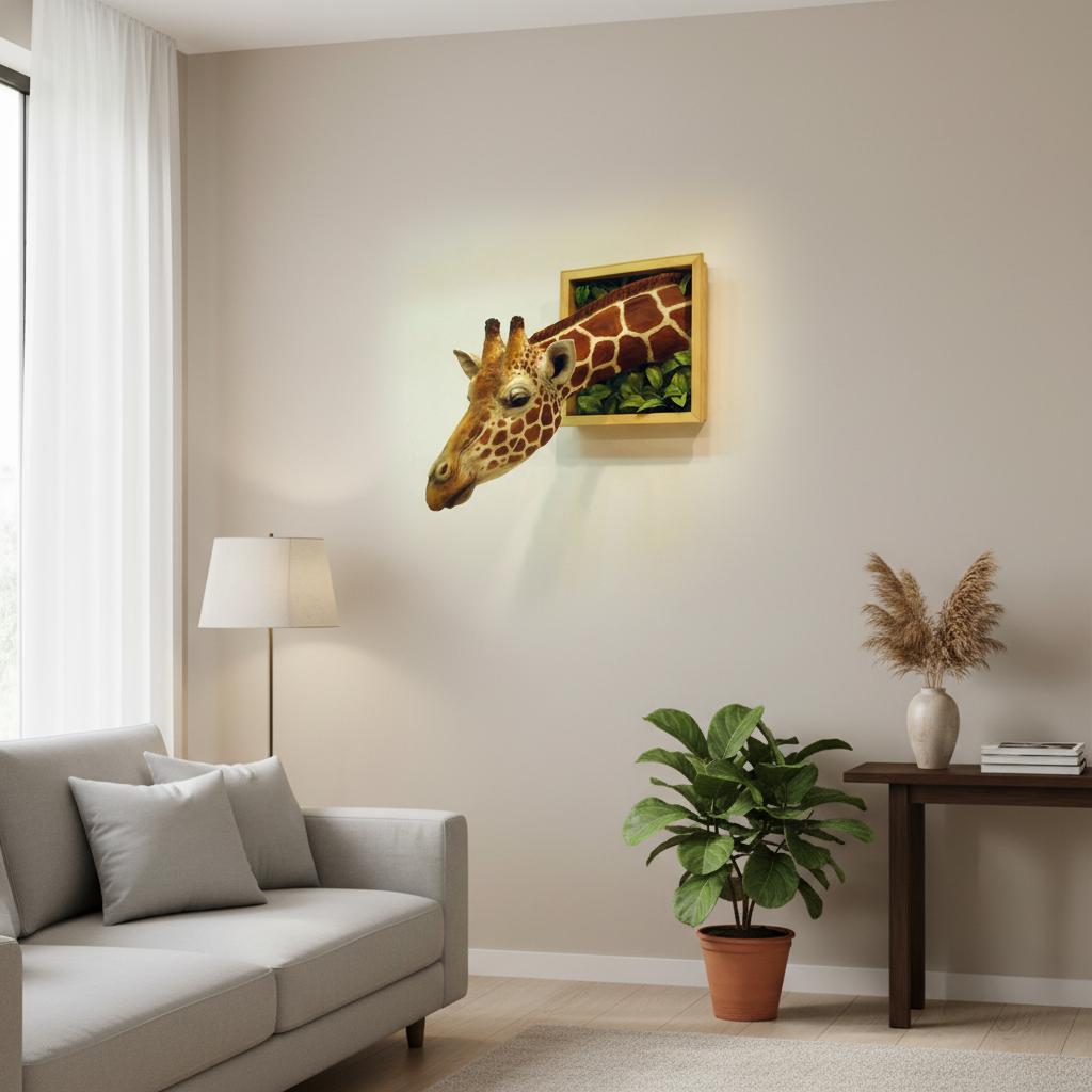 Giraffe Head Wall Decor - 3D Sculpture - Life-Size Decoration