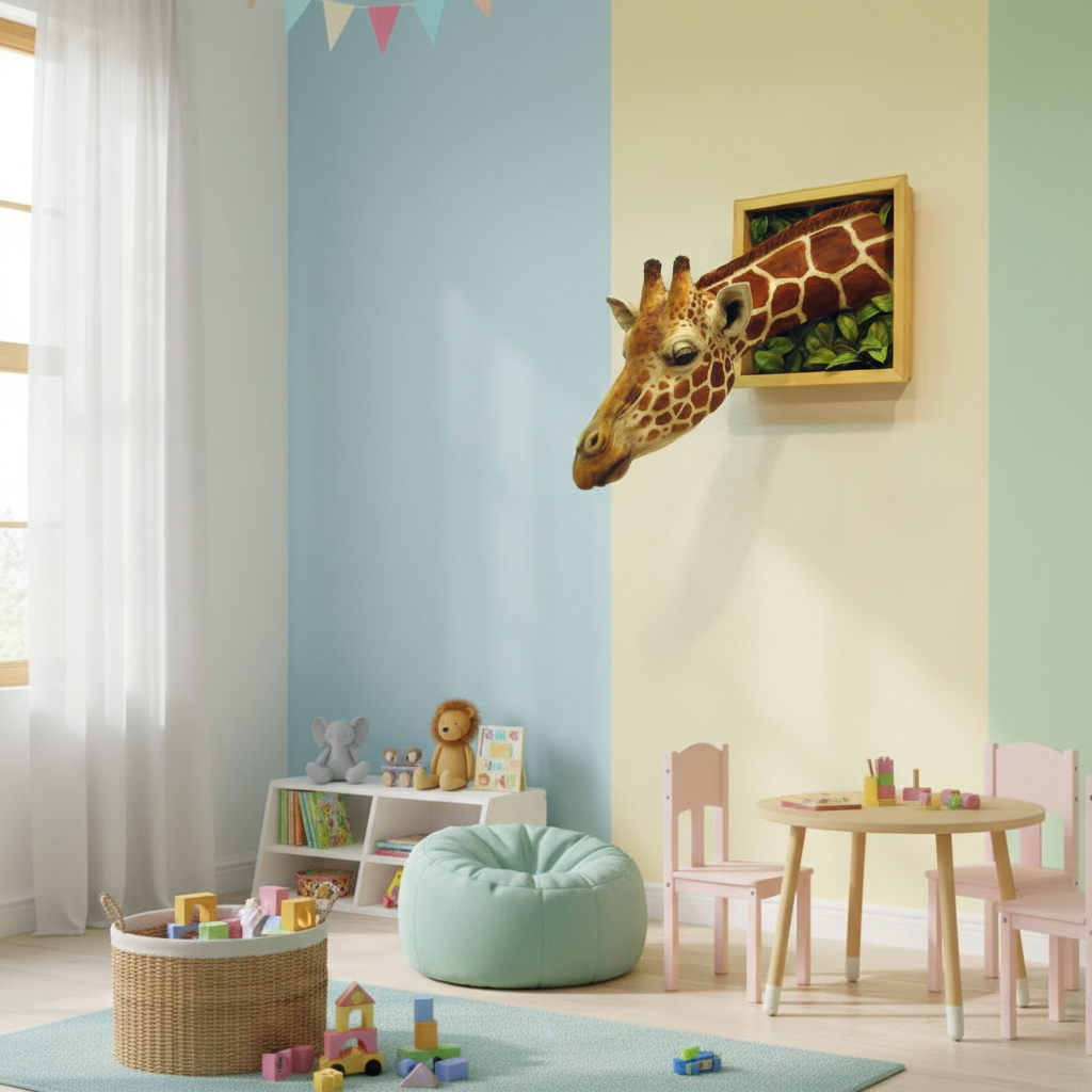 Giraffe Head Wall Decor - 3D Sculpture - Life-Size Decoration