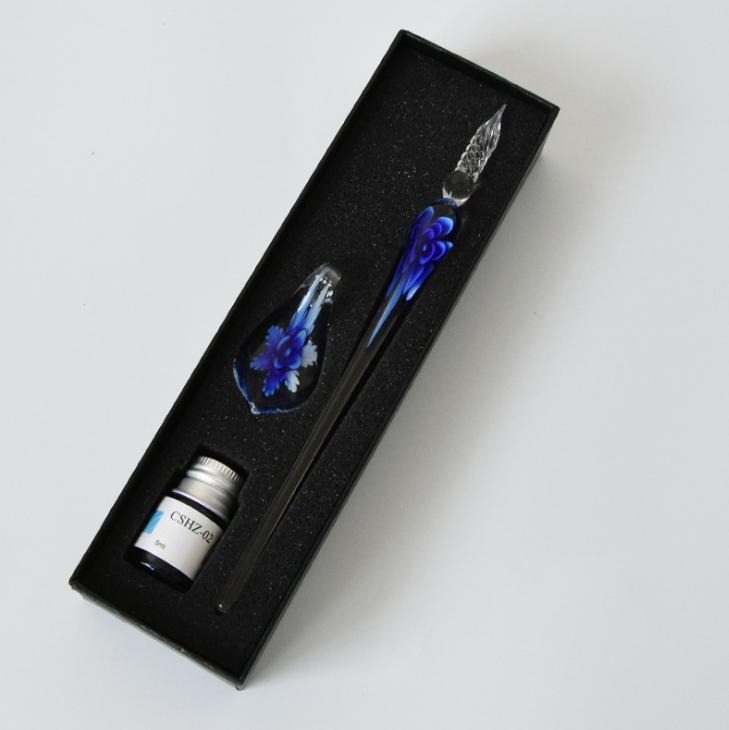 Glass Calligraphy Pen Set with Ink and Pen Rest