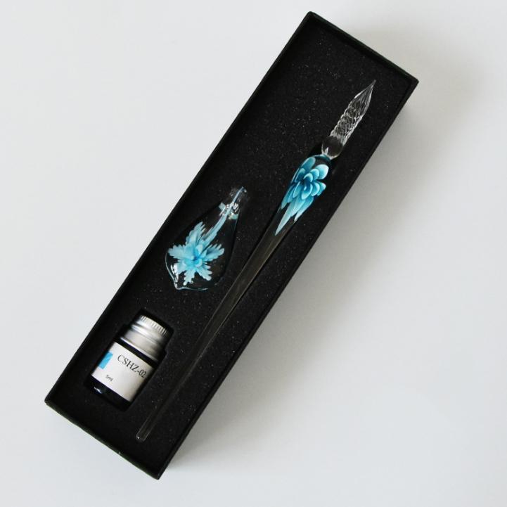 Glass Calligraphy Pen Set with Ink and Pen Rest