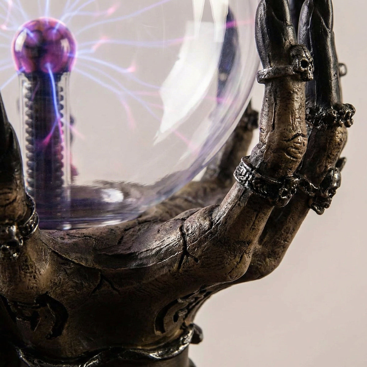 Gothic Plasma Table Lamp with Sculpted Base and Hypnotic Light Patterns