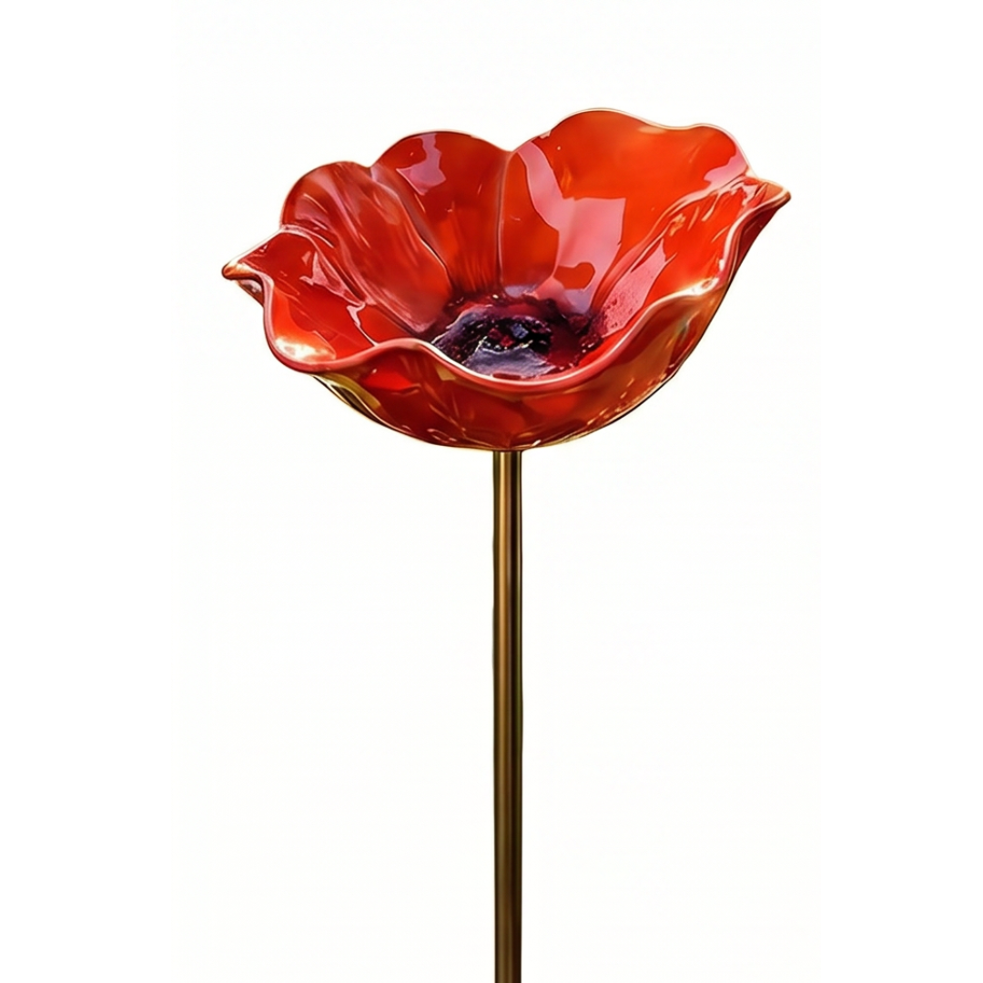 Handcrafted Flower Bird Bath Garden Stake