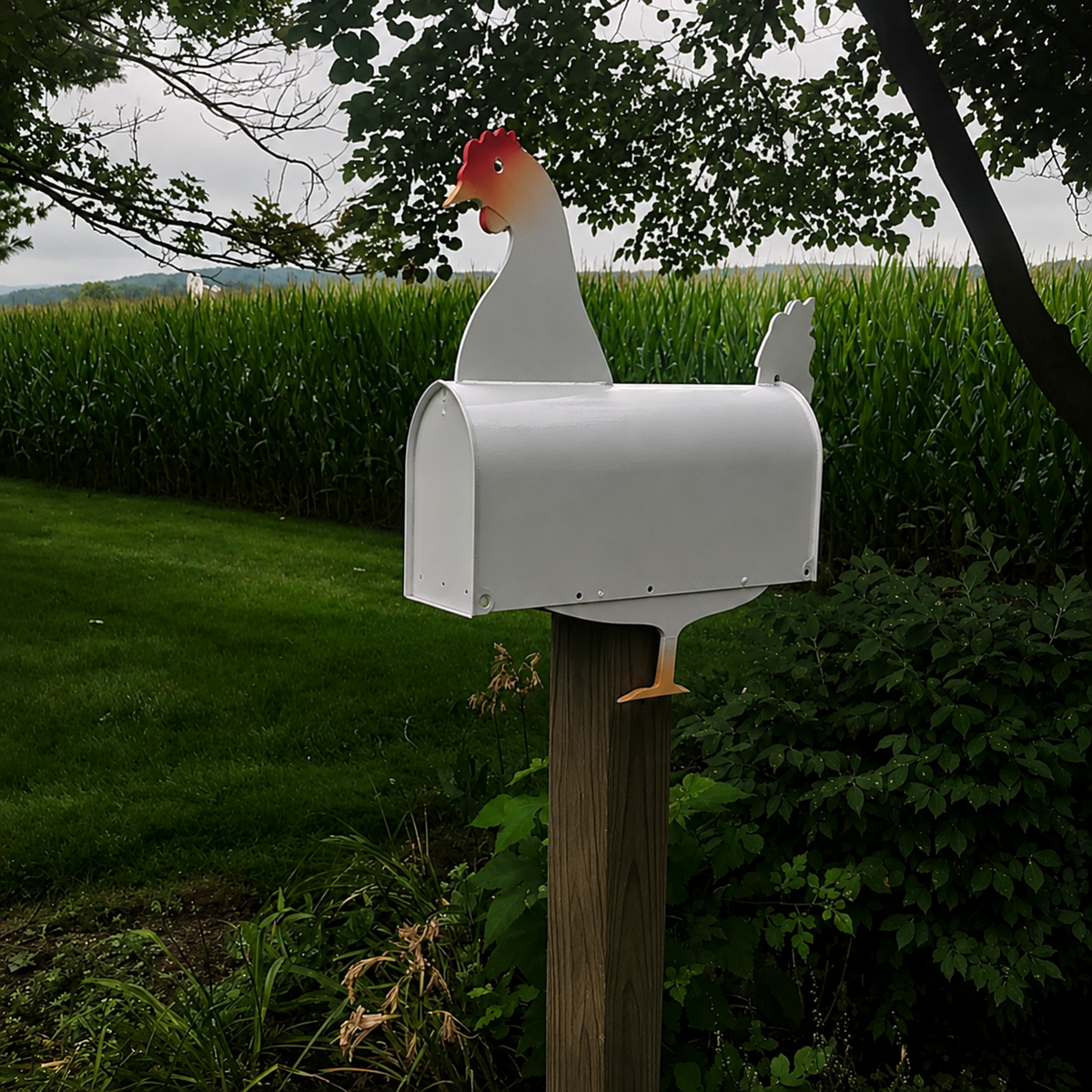 Handcrafted Mailbox with Animal Motif – Weather-Resistant Metal Garden Decor