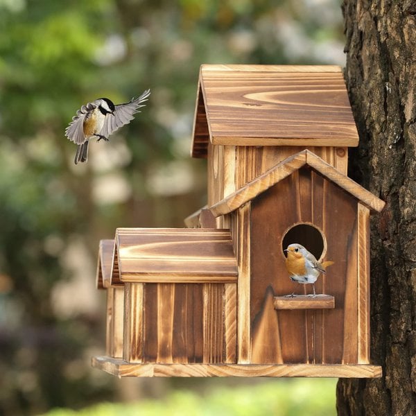 Handcrafted Wooden Birdhouse - 6 Holes - Sustainable Design
