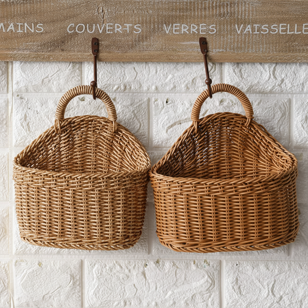 Handwoven Wall Baskets, Set of 2