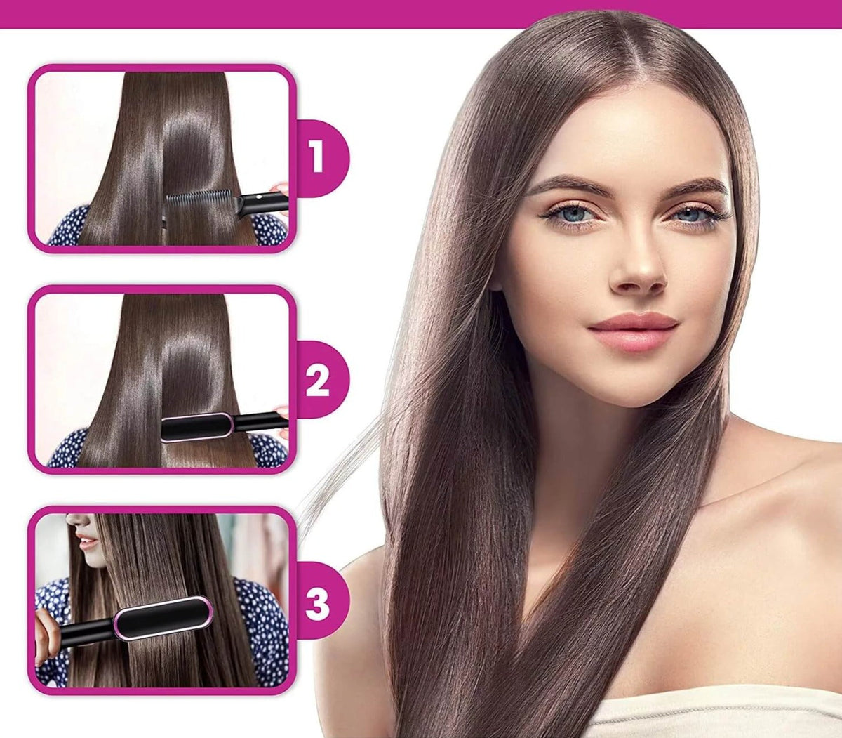 Heated Hair Straightener Brush Comb