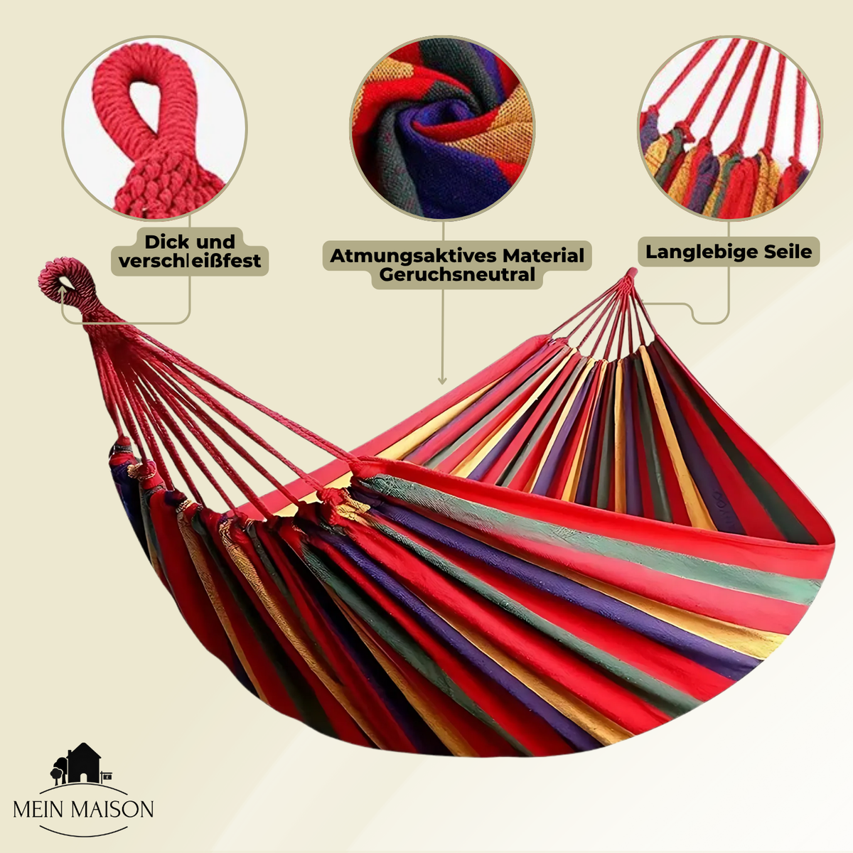 Heavy-Duty Canvas Hammock | Anti-Slip Design | 200 kg Load Capacity