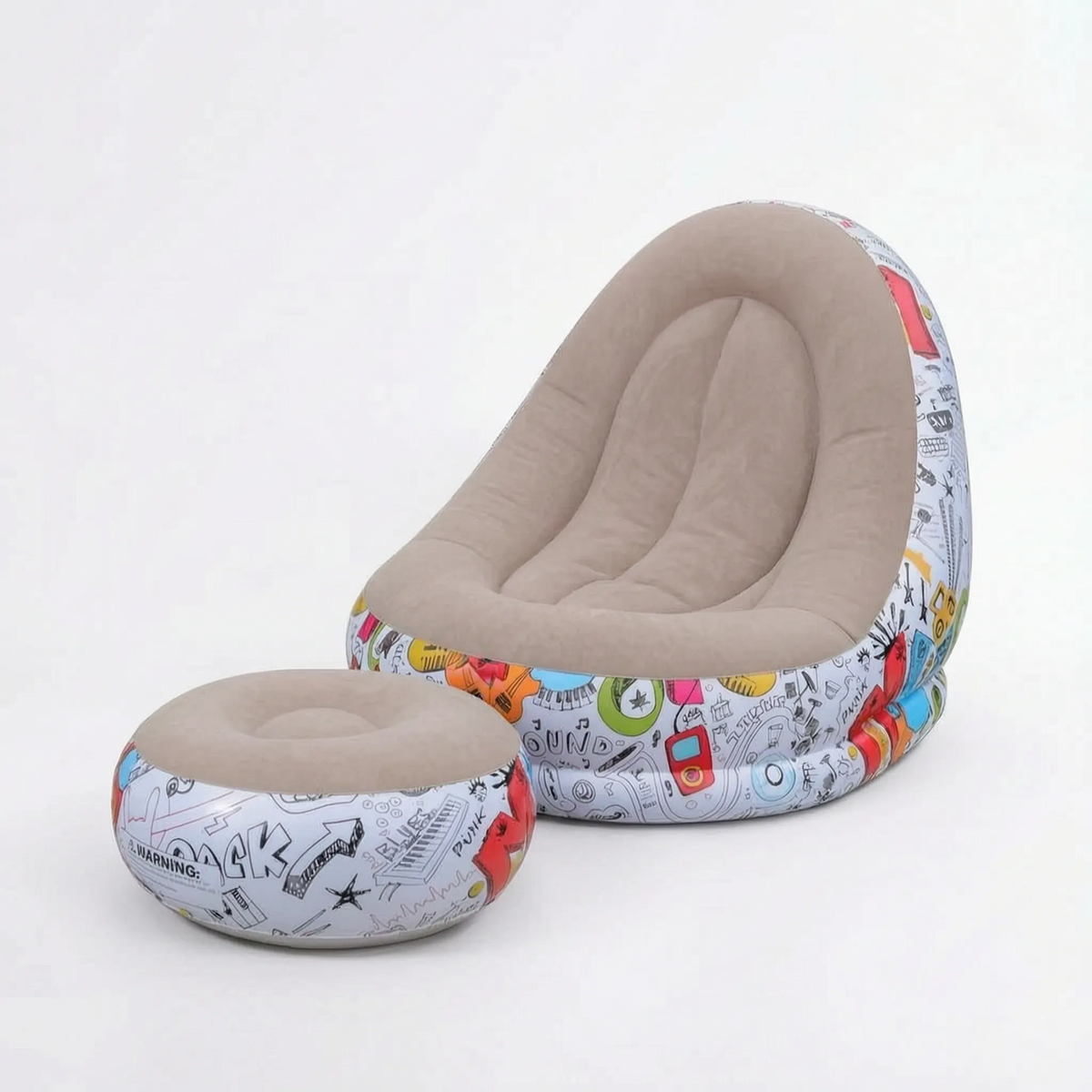 Inflatable Lounge Chair with Footrest Ottoman
