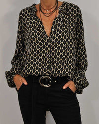 Long-Sleeve V-Neck Autumn Blouse
