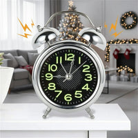 Loud Retro Twin Bell Alarm Clock with Silent Movement, Battery-Operated for Heavy Sleepers