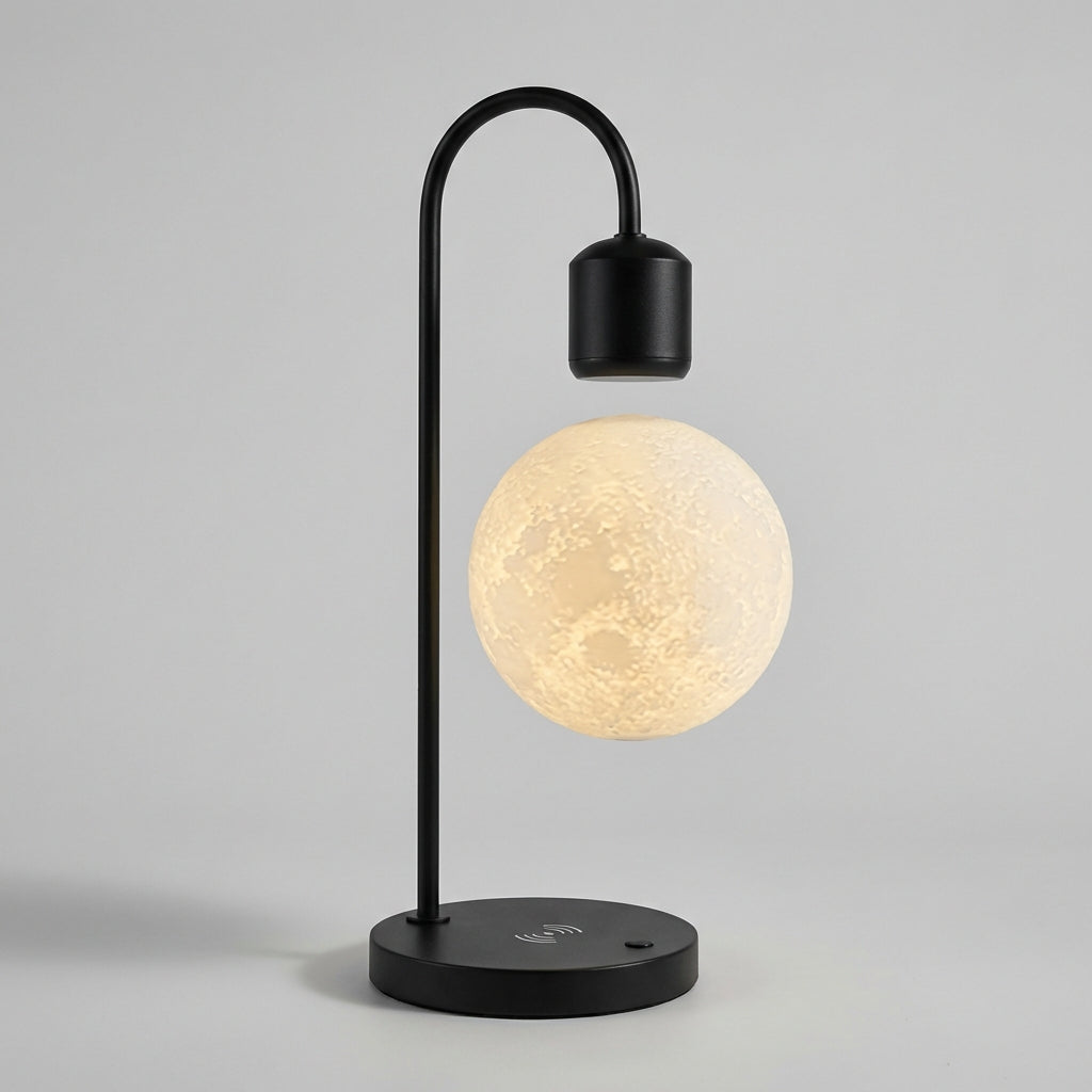 Magnetic Levitation Night Light with Wireless Charging – Modern Moon Lamp for Bedroom