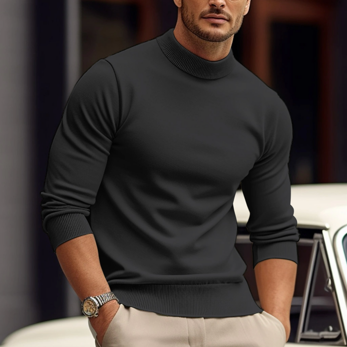 Men's Fitted Turtleneck Sweater