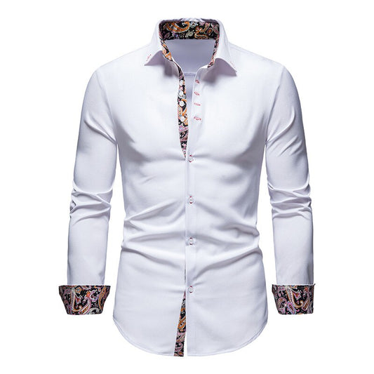 Men's Long-Sleeve Paisley Pattern Dress & Casual Shirt