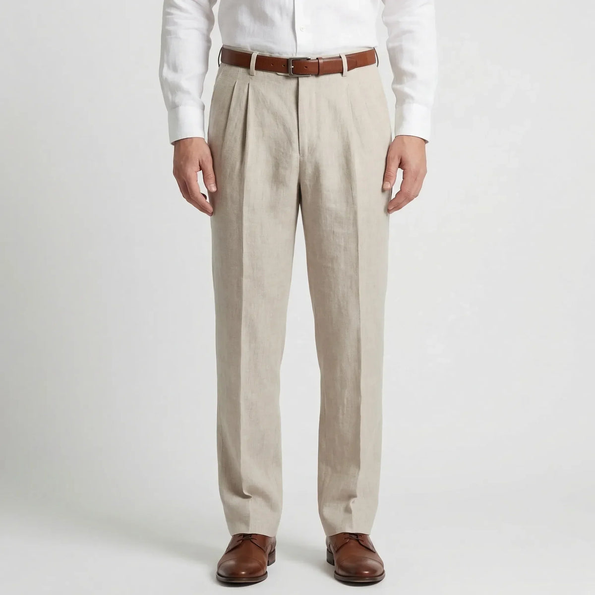Men's Pleated Straight-Leg Trousers