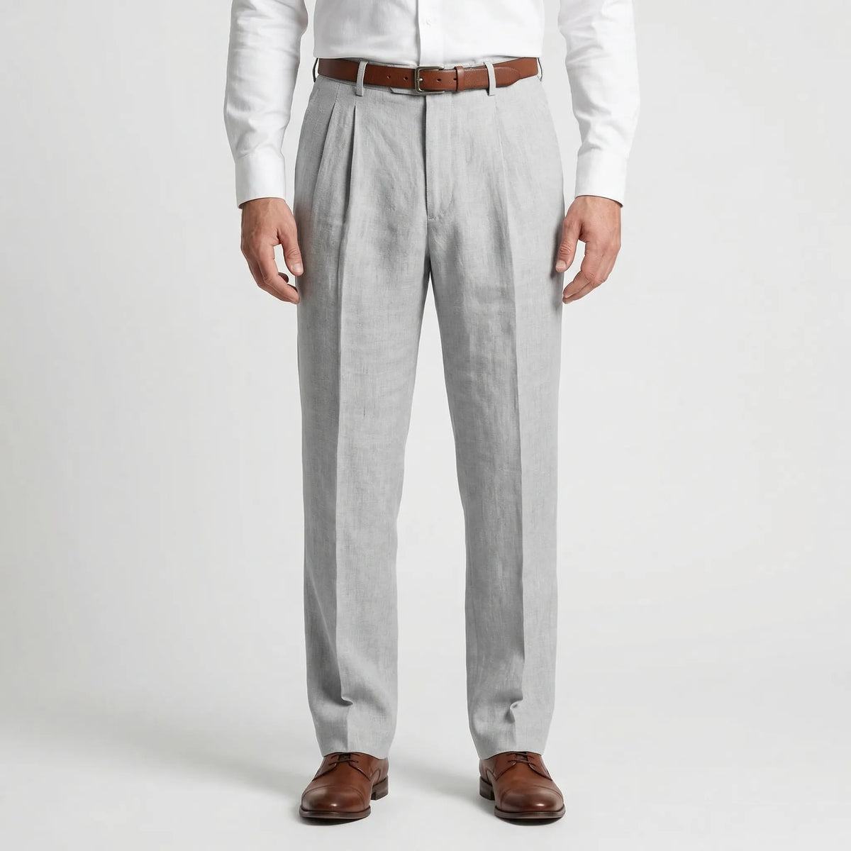 Men's Pleated Straight-Leg Trousers