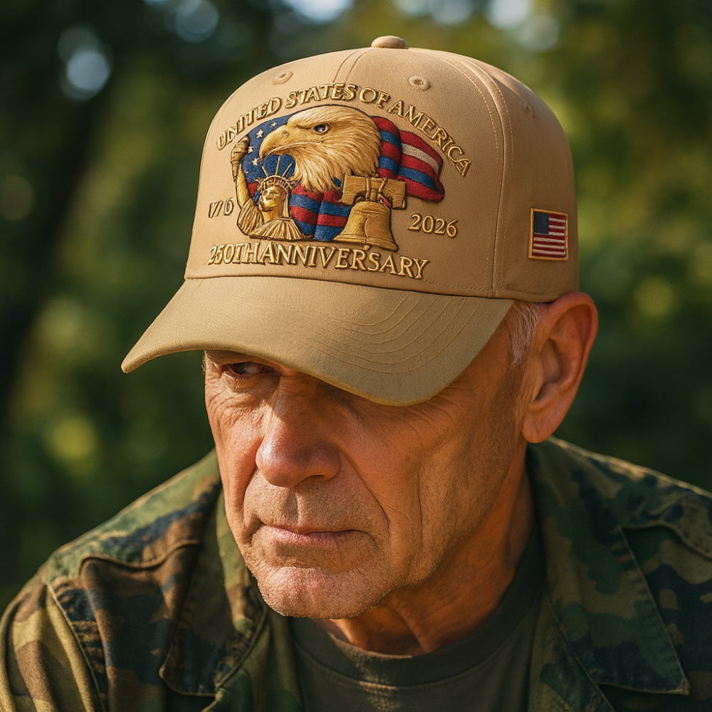 Men's Veteran Baseball Cap with Eagle Embroidery