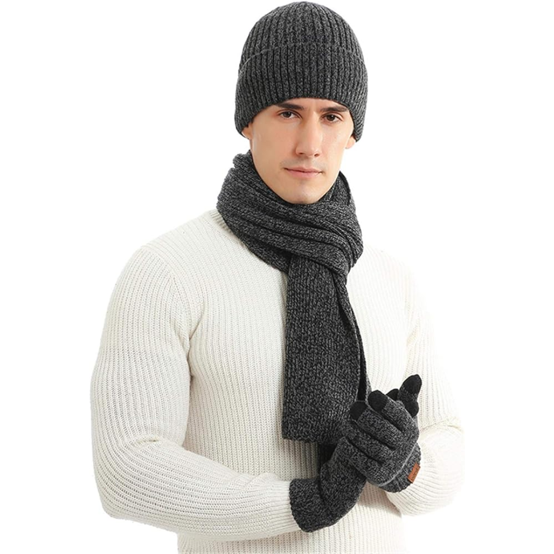 Men's Winter Beanie and Gloves Set