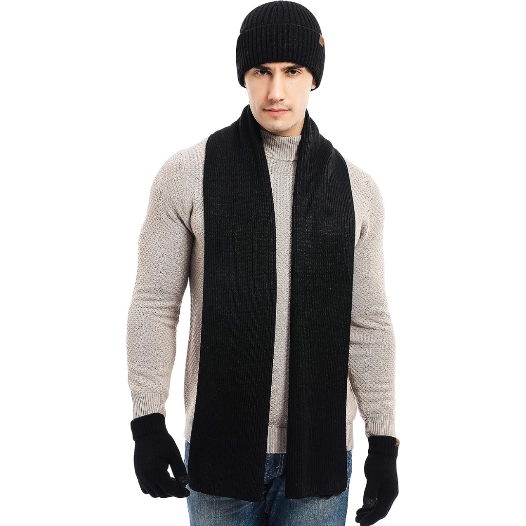 Men's Winter Beanie and Gloves Set
