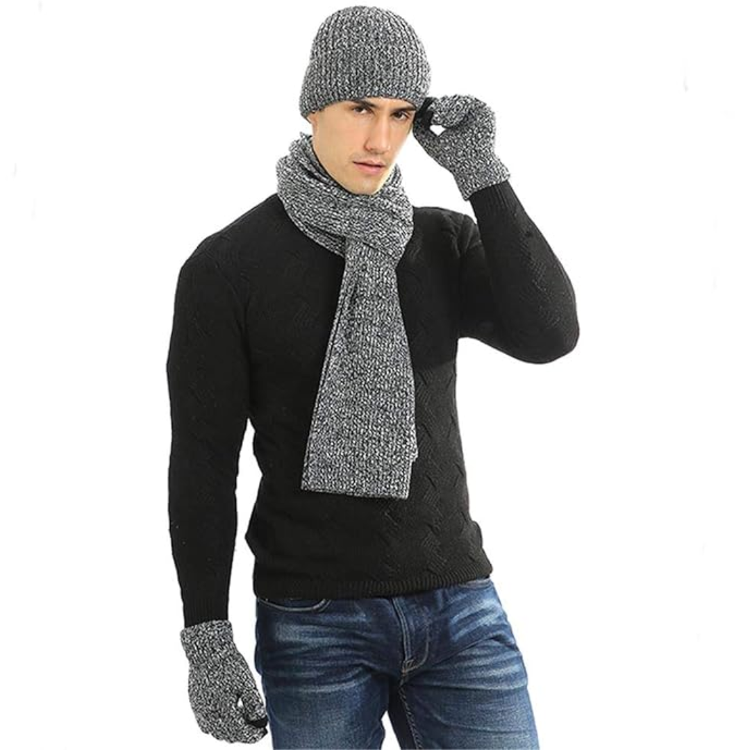 Men's Winter Beanie and Gloves Set