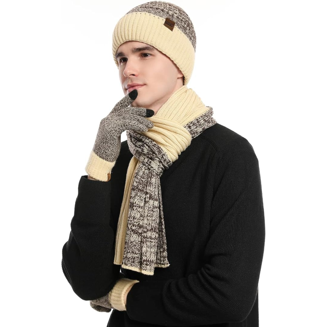Men's Winter Beanie and Gloves Set