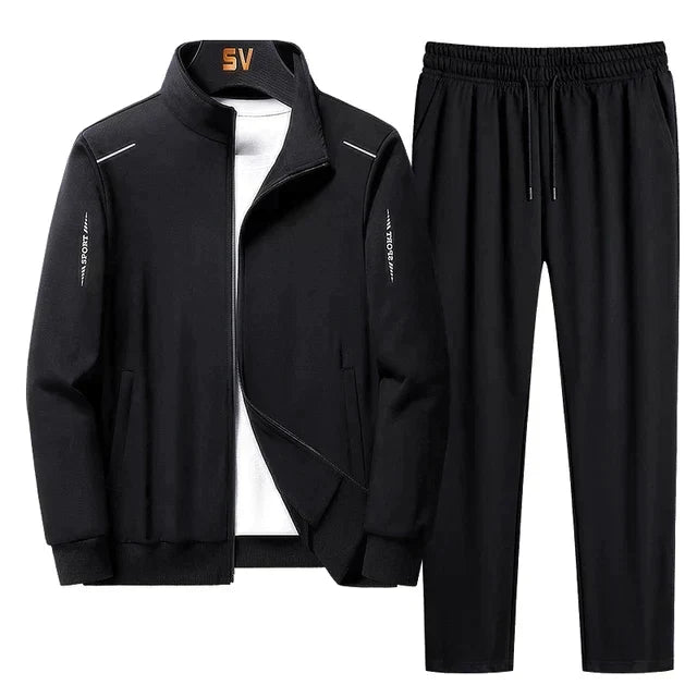 Men's Zip-Up Tracksuit with Elastic Cuffs