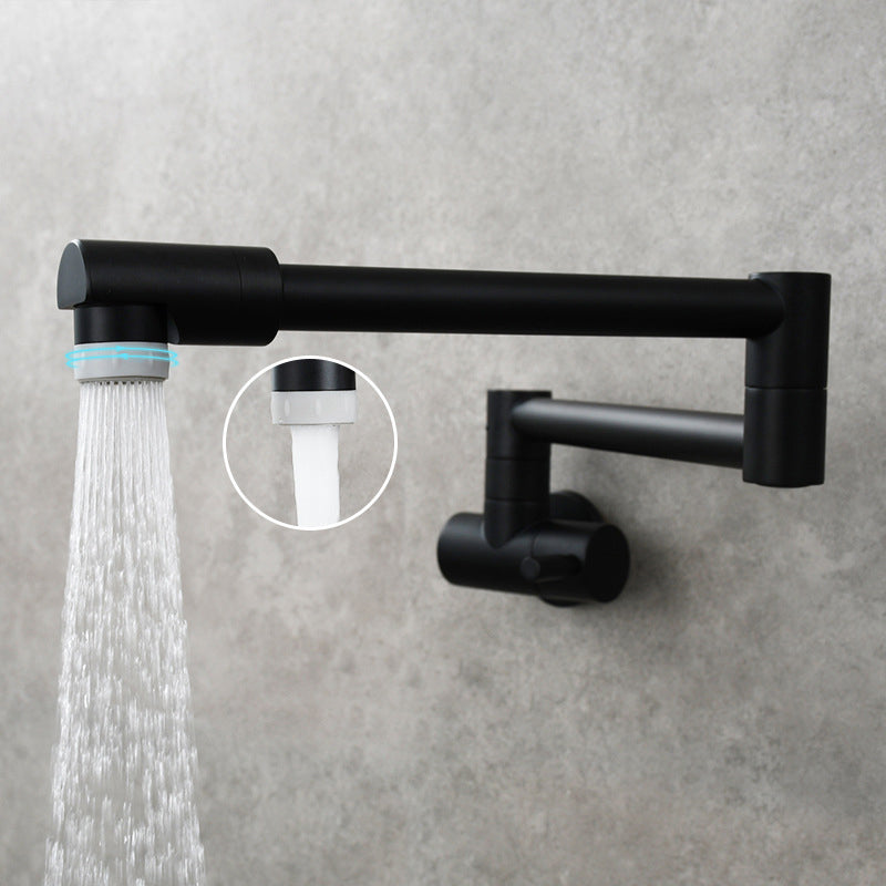 Modern Single-Handle Wall-Mounted Pot Filler Faucet with Pull-Out Spout, Low-Profile 1-Hole