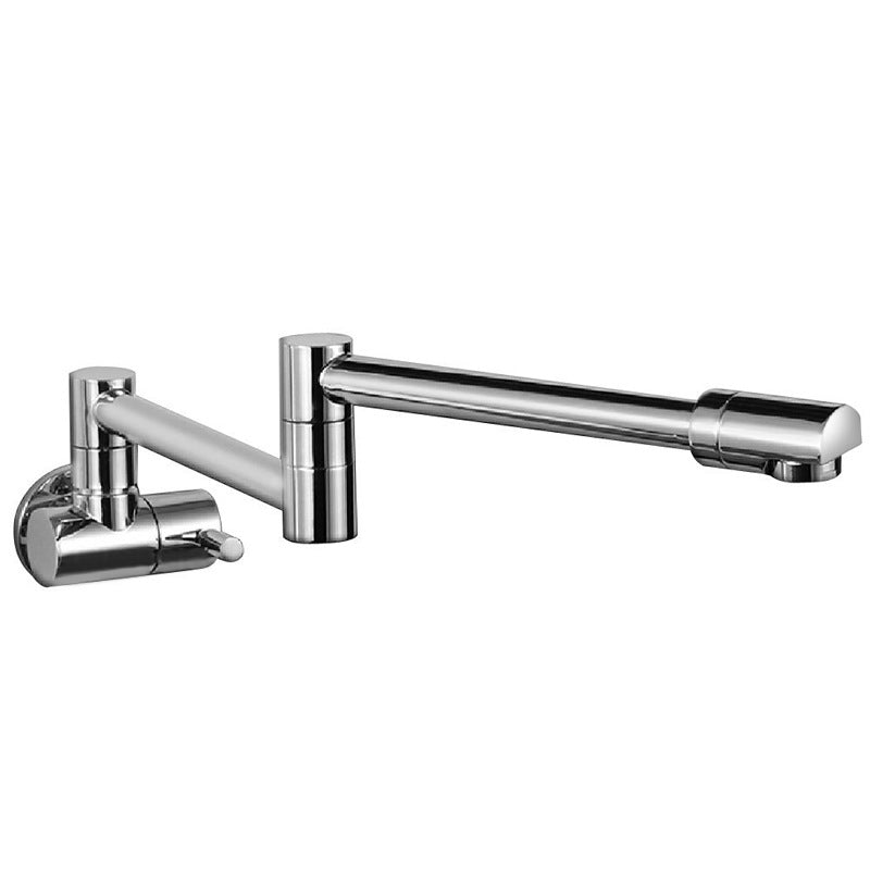 Modern Single-Handle Wall-Mounted Pot Filler Faucet with Pull-Out Spout, Low-Profile 1-Hole