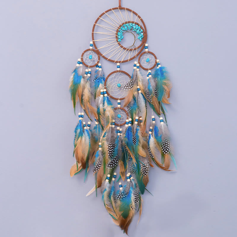 Natural Turquoise Crystal Dream Catcher – Elegant Bedroom Decor
