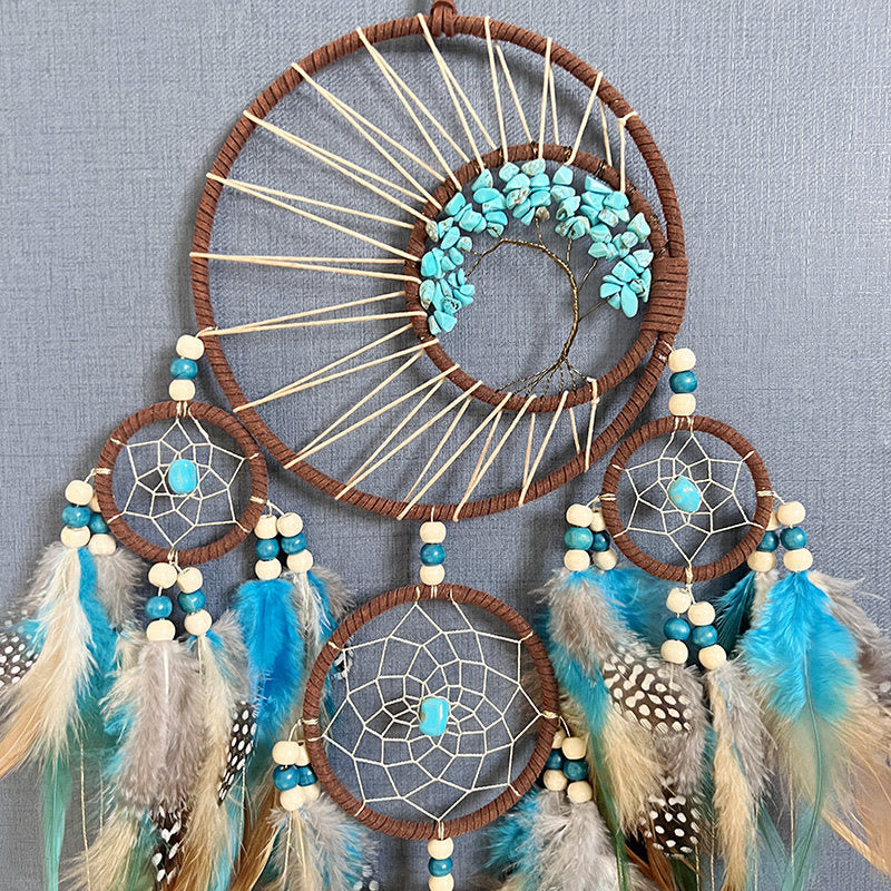 Natural Turquoise Crystal Dream Catcher – Elegant Bedroom Decor