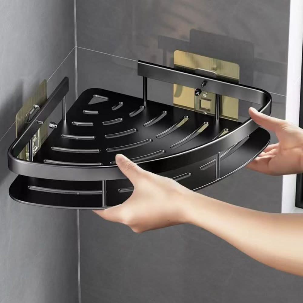 No-Drill Aluminum Bathroom Corner Shelf