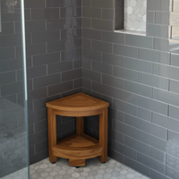 Non-Slip Teak Wood Corner Shower Stool