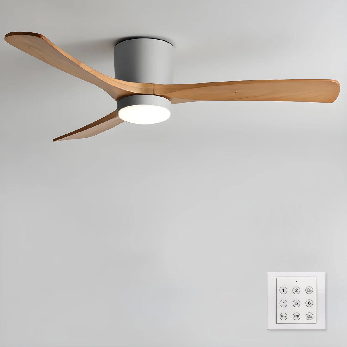 Nordic Wooden Ceiling Fan with LED Light and Remote Control